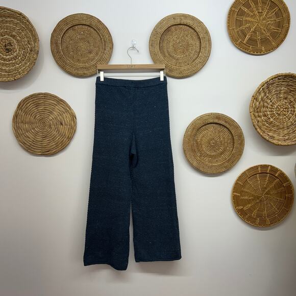 Free People Beach Blue Knit Hailee Pants Boho Bohemian Cozy Casual Small - Picture 3 of 7